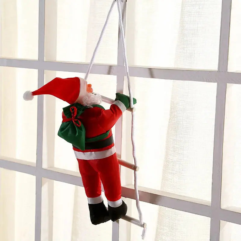 Christmas home Decoration Xmas Gift 2024 Navidad Santa Claus Climbing on Rope Ladder Xmas Trees Pendant Hanging Ornament Good Vibrations