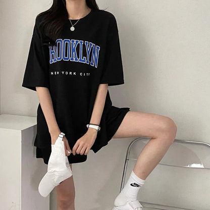 Two Piece Shorts Sets T Shirt Top Shorts Casual Suits 2025 Summer Female Short Sleeve Sporty Outfit Cotton Suit Women Clothing Good Vibrations