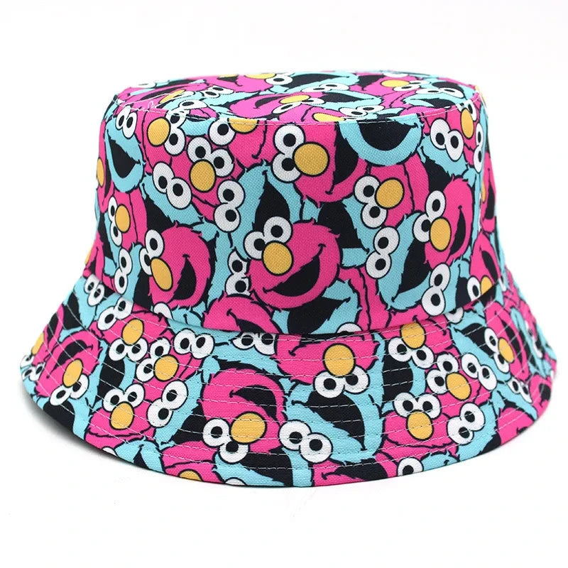 New Bucket Hat Hip Hop Men Cartoon Print Fisherman Caps Streetwear Double-sided Hats For Women Beach Cap Unisex Panama Hat Good Vibrations