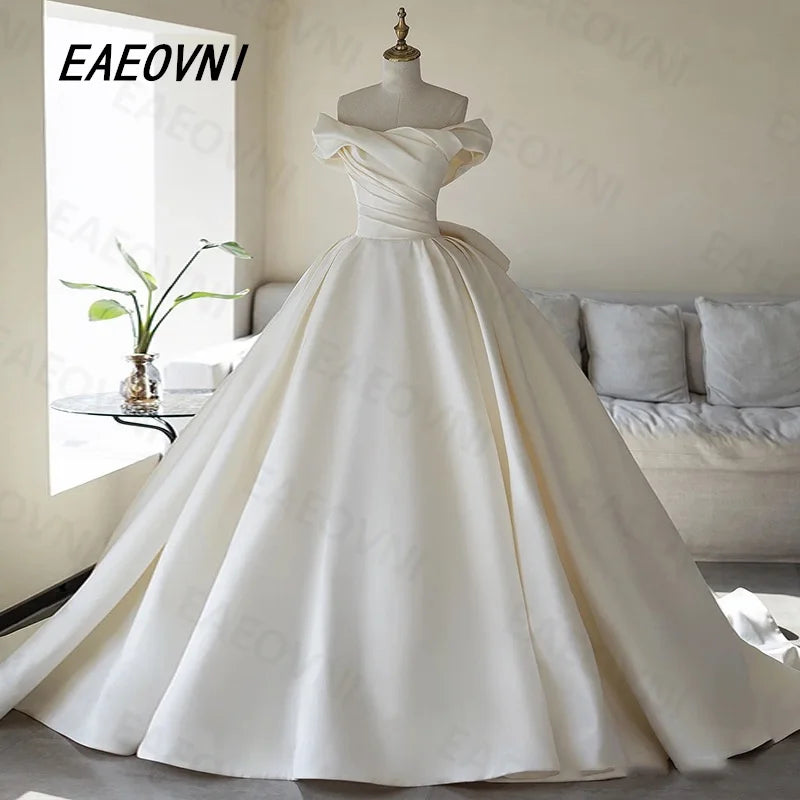 2025 Newest Luxury Niche Design Satin Off The Shoulder Bridal DressHigh-Grade Fabrics Perfect Luxury Court Train Vestidosdenovia Good Vibrations