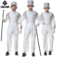 Halloween Magician Cosplay Costume Halloween Men Suit Vintage White Gentleman Dress Up Stage Performance Carnival Clothing Good Vibrations