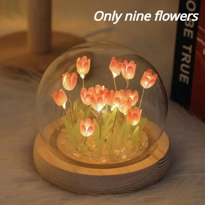 LED DIY Handmade Mini Tulip Night Light Materials Cute Home Decor Birthday Gift For Girl Family Friend Child Christmas Ornament Good Vibrations