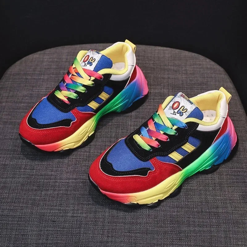 Trendy Women Sneakers Tennis Multicolor Sports Shoes for Women Platform Light Vulcanize Hot Sale Female Running Shoes Leisure Good Vibrations