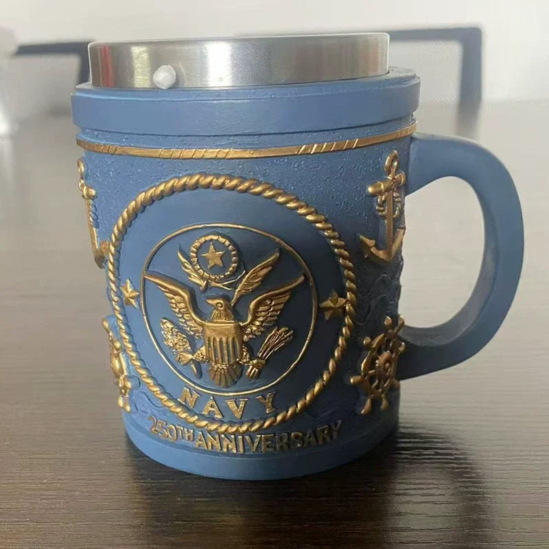 Military 3d Resin Mug, Thematic Coffee Cup With Detailed Sculpture, Unique Gift & Collectible For Enthusiasts Good Vibrations