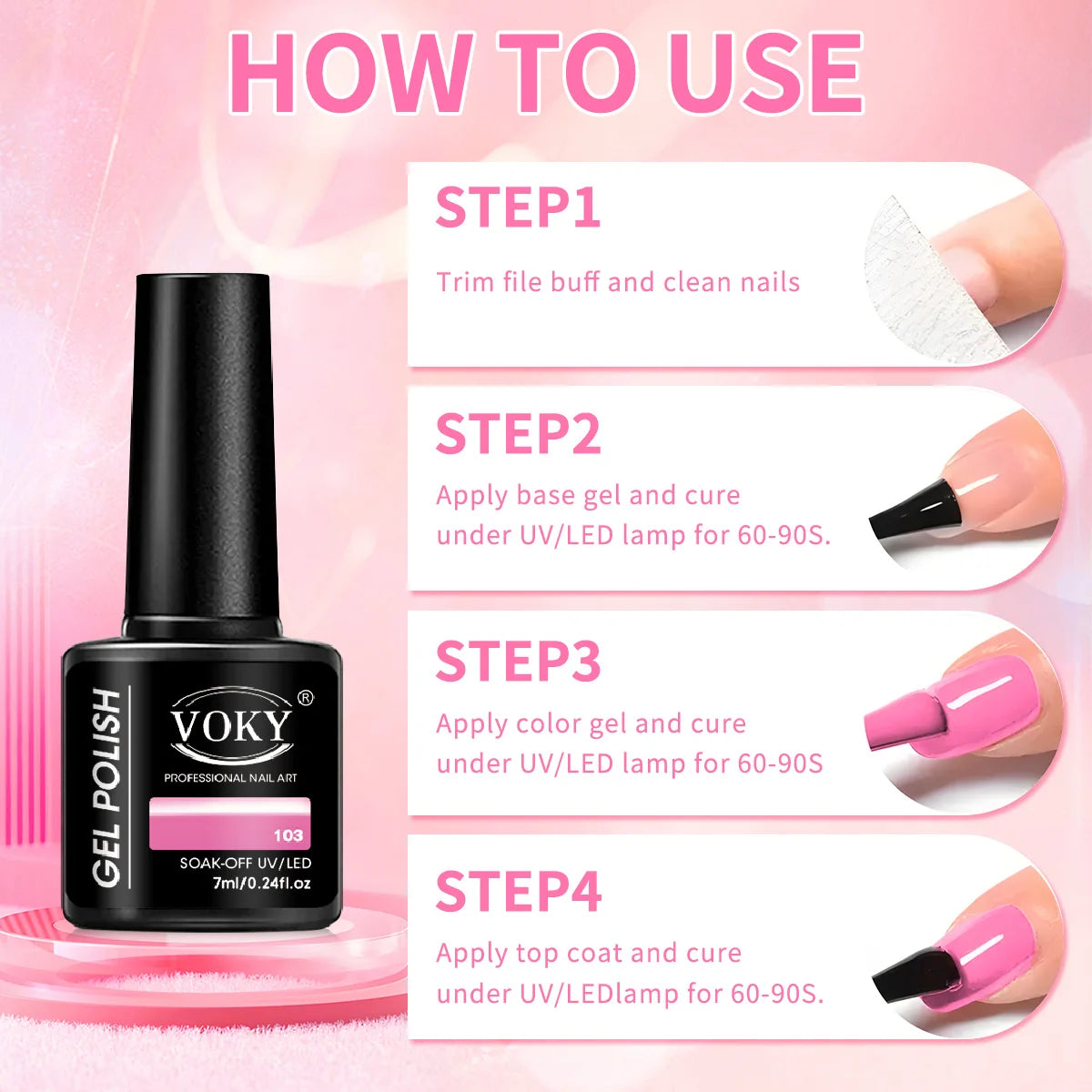 VOKY 12 PCS Gel Nail Polish - Shiny Finish - Safe Ingredients - Suitable for Nail Trimming at Home and in Beauty Salons Good Vibrations