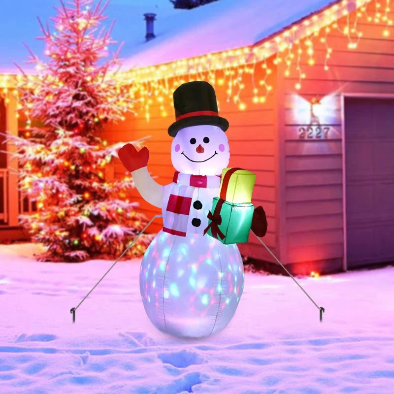 1.5m Christmas Inflatable Snowman Airblown Decor with LED Light Christmas Outdoor Courtyard Garden Doorway Ornaments Party Props Good Vibrations