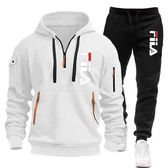 Spring and Autumn street new men's zipper hoodie + pants two-piece set, outdoor multi-pocket men's casual pullover sports suit Good Vibrations