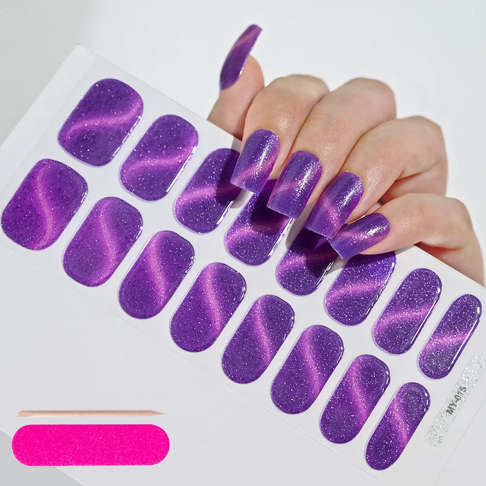 UV Semi-Cured Gel Nail Wraps Stickers Strips French Long Lasting Full Cover LED Gel Semi Cured Nail Sliders For Nail Extension & Good Vibrations