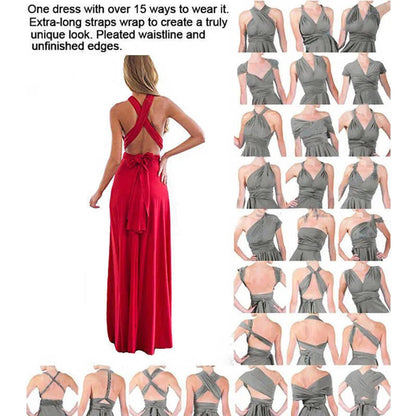 BABYONLINE Sexy Bridesmaid Dress Infinity Style Convertible Halter V neckline Gown Sleeveless Multiway Wrap Changable Guest Gown Good Vibrations