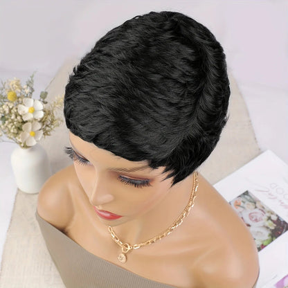 Synthetic Short Pixie Cut Wigs For Women Pixie Cut Short Wavy Layered Wigs Black Wavy Wigs Short Wigs Pixie Cut Wigs For Women Good Vibrations