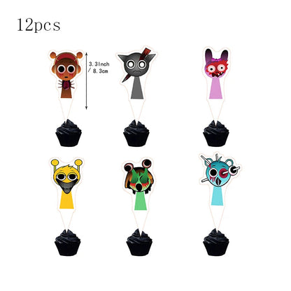 Incredibox sprunki Birthday Party Decorations Cake Topper Balloons Tablecloth Cups Plates Kids Birthday Party Supplies Good Vibrations