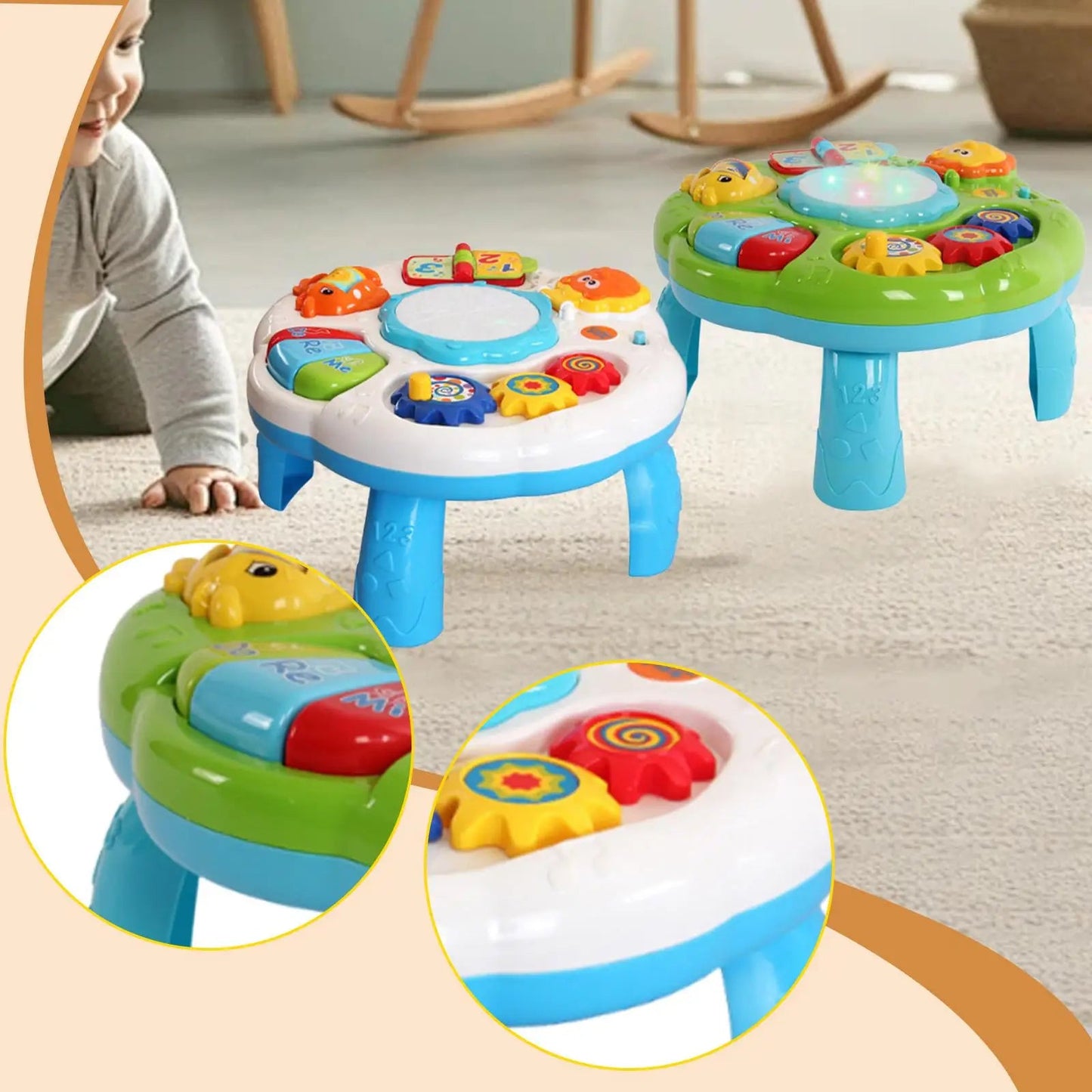 Baby Activity Table Educational Toy Early Development with Light Interactive Good Vibrations