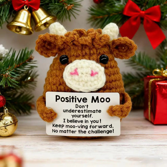 Gifts for Him Her Boyfriend Girlfriend  Handmade Positive Crochet Cute Cow Emotional Birthday Christmas Desktop Decorations Good Vibrations