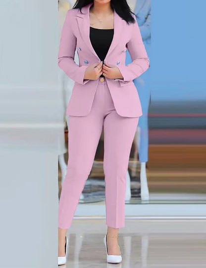 Sets for Women 2 Pieces 2023 Autumn Fashion Notched Neck Long Sleeve Blazer & Elegant High Waist Work Pants Set Office Lady Good Vibrations