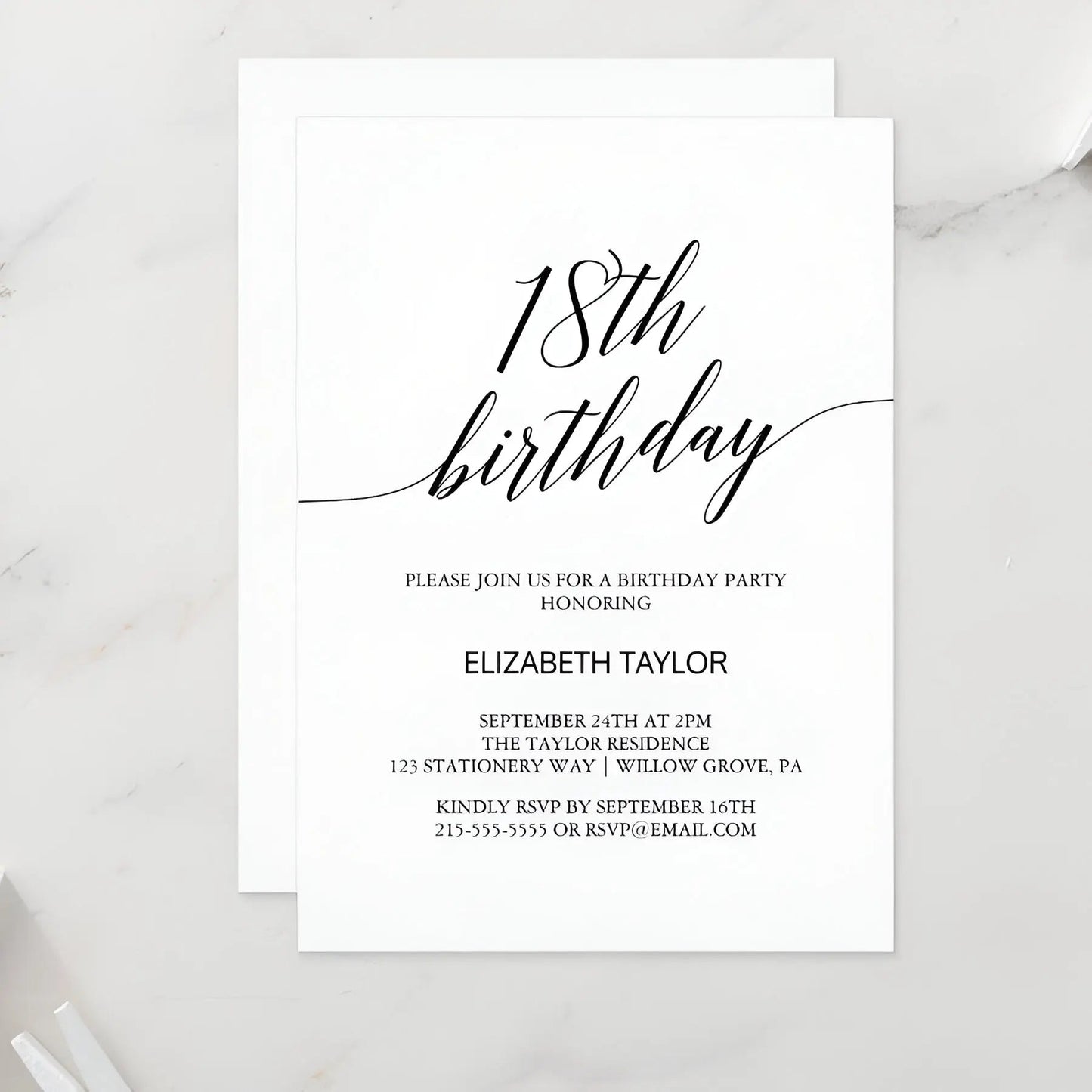 5/20/100pcs 18th birthday invitations, Watercolor Blue Floral birthday invitations 18, Sunflower Birthday Invitation Good Vibrations
