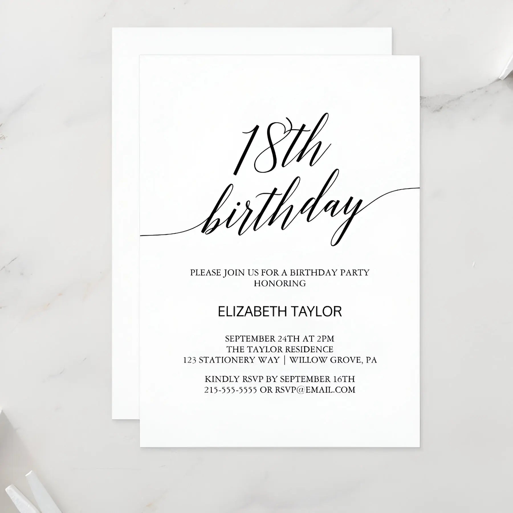 5/20/100pcs 18th birthday invitations, Watercolor Blue Floral birthday invitations 18, Sunflower Birthday Invitation Good Vibrations