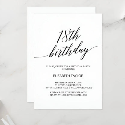 5/20/100pcs 18th birthday invitations, Watercolor Blue Floral birthday invitations 18, Sunflower Birthday Invitation Good Vibrations