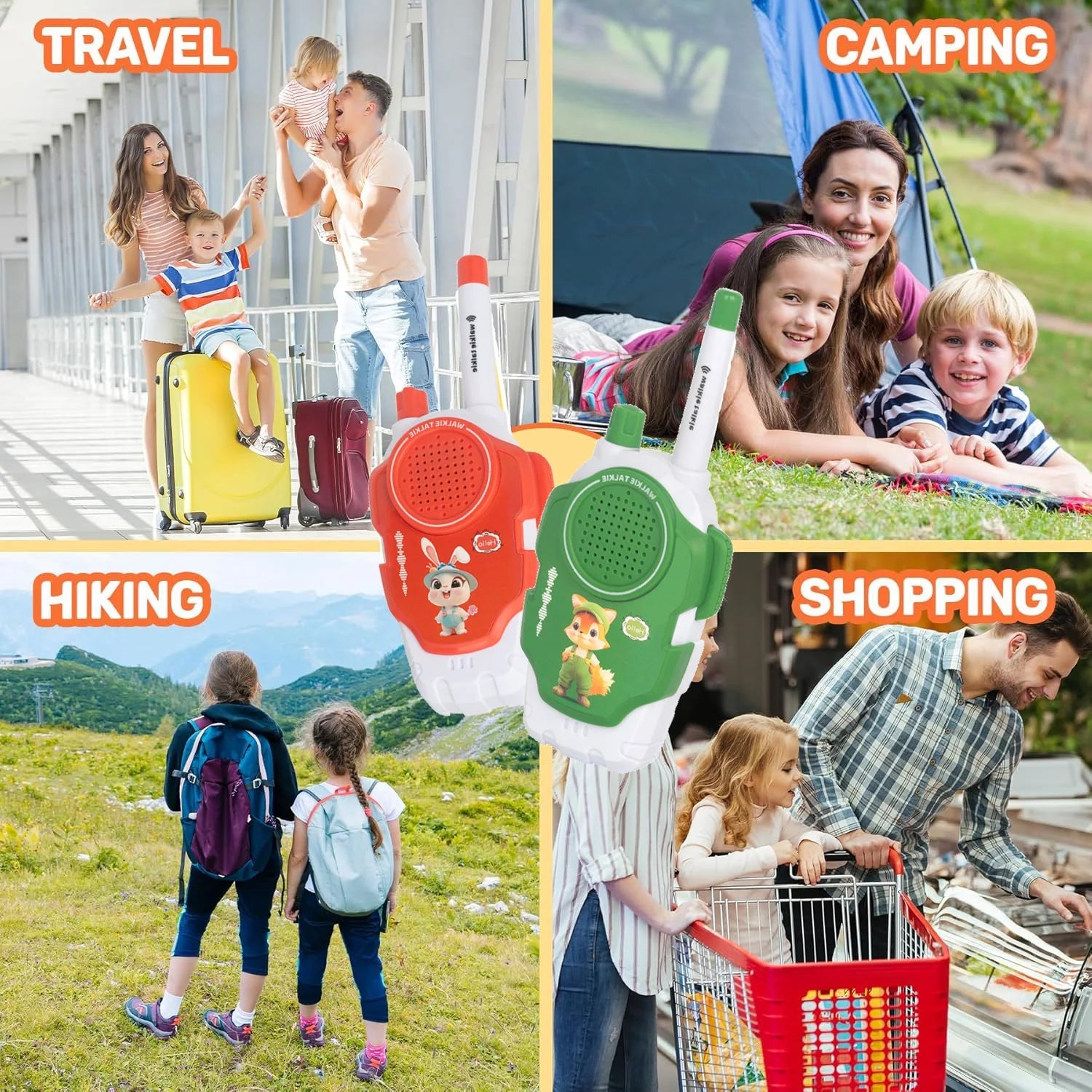 Toys for 3-12 Year Old Boys Girls, Walkie Talkies for Kids，2 Way Radio Toy  for Outside, Camping, Hiking Good Vibrations