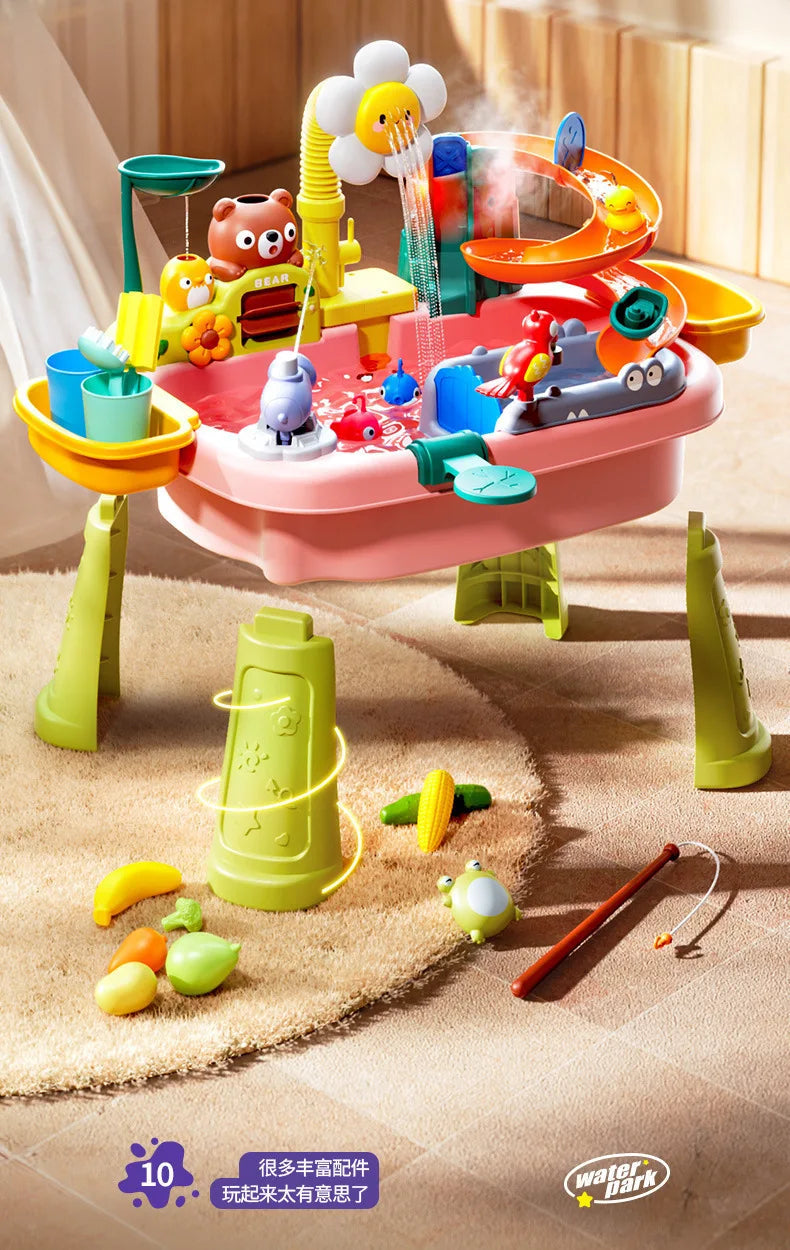 Children's kitchen toys electric fun water play water wash basin fishing dishwashing home role-playing baby early education toy Good Vibrations