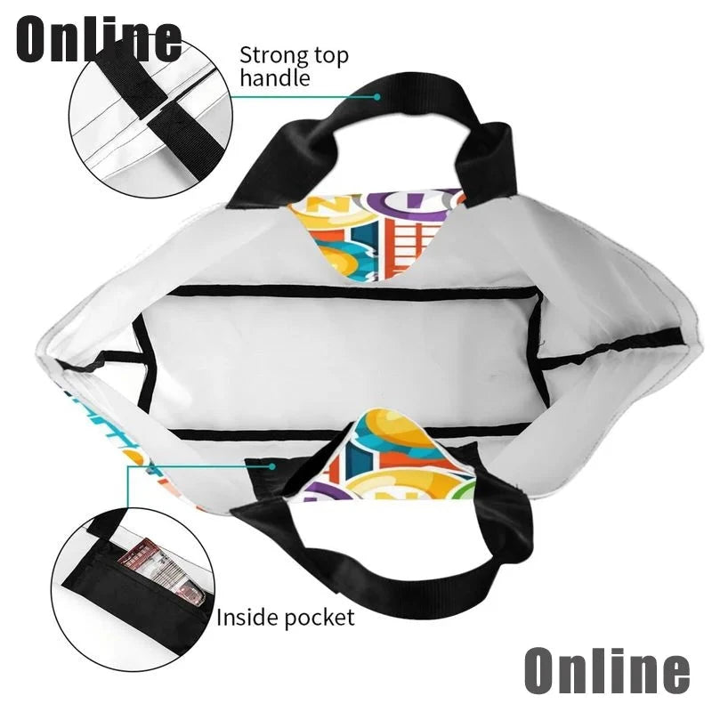 I Love Bingo Game Funny Handbags Shoulder Bags Casual Shopping Girls Tote Bag for Women Folding Reusable Shopping Bags Good Vibrations
