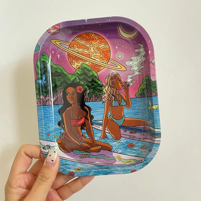 7x5.5inch Rolling Tray Tobacco Smoke Accessories Good Vibrations