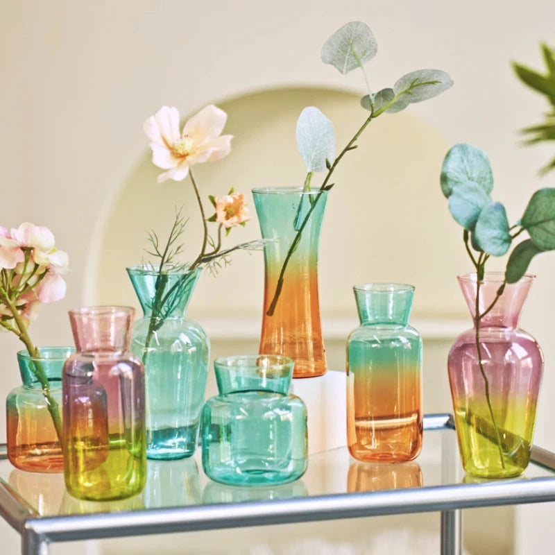 Nordic Mini Vase Creative Flower Vases Decorative Glass Bottles Wedding Centerpieces Home Decor Decoration Good Vibrations
