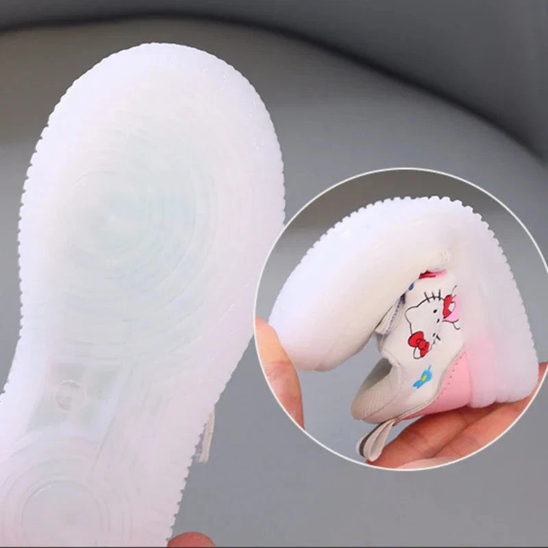 Sanrio LED Kids Shoes for Girls Cute Cartoon Hello Kitty Shoes Summer Girl Kawaii Shoes Soft Bottom Sneakers Casual Shoes Good Vibrations