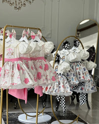 Baby Girl Summer Cartoon Carousel Embroidery Printed Turkish Vintage Princess  Dress for Birthday Party Eid Photography B87 Good Vibrations