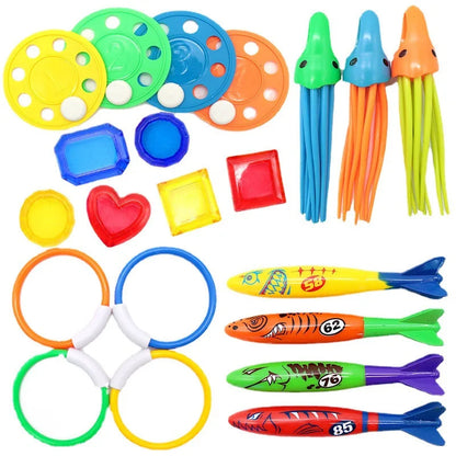 Swimming Diving Toys Children's Fish Dolphin Buoy Pool Treasure Hunt Diving Water Diamond Kids Water Game Toys Set Reusable Gift Good Vibrations