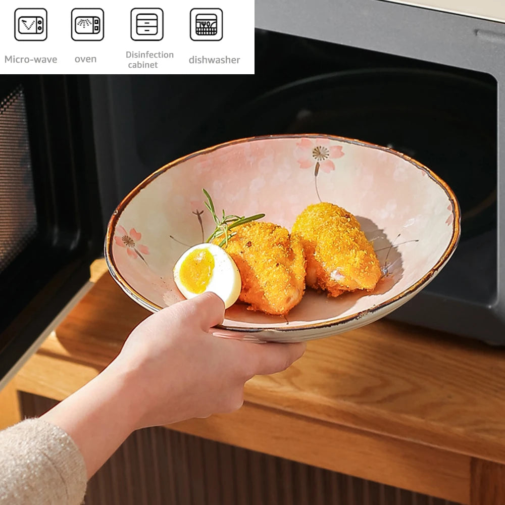 Ceramic Plates, Japanese Ddishes, Home Tableware, Creative Round Dishes, Dinner Plates, High-quality Deep Plates Good Vibrations