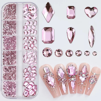 12grids Half Round Pearls Beads 3D Nail Charms 1.5/2/2.5/3/4/5mm White Flatback Pearls Nail Jewelry Nail Craft Pearl Rhinestones Good Vibrations
