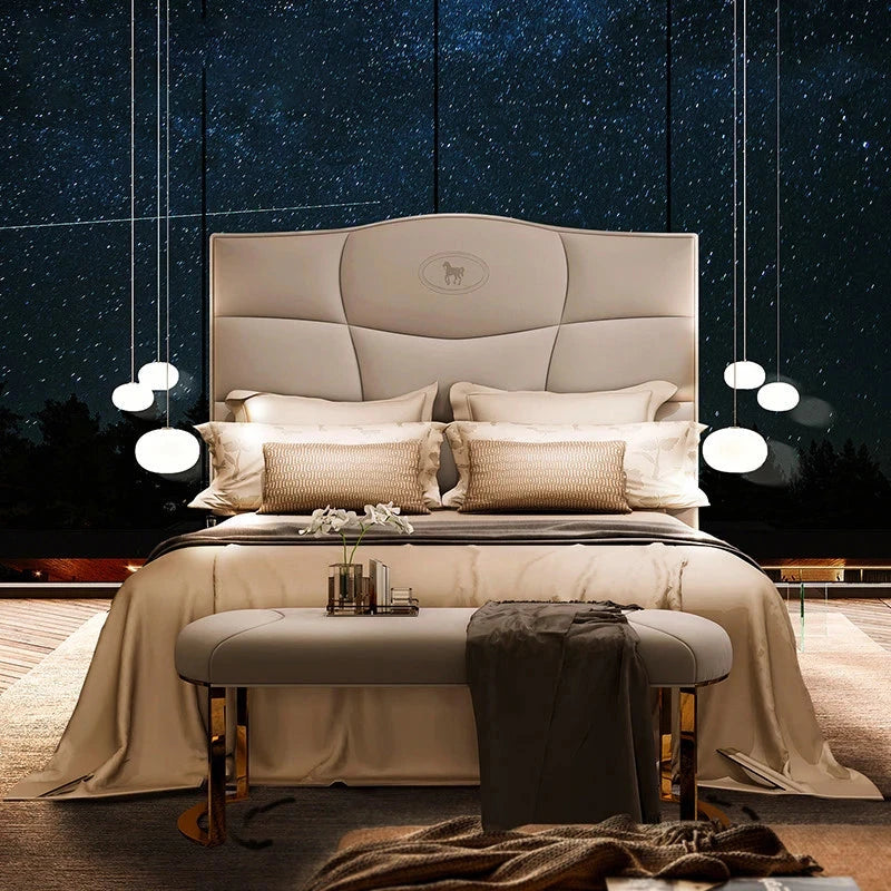 Italian design soft fabric or leather king & queen sizes bedroom beds bedding set luxury double hotel bed Good Vibrations