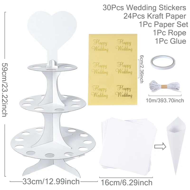 Wedding Tray Confetti Cone Stand Box Kraft Paper Tray Rustic Wedding Decoration Wedding Confetti Cones Cones Wedding Set supply Good Vibrations