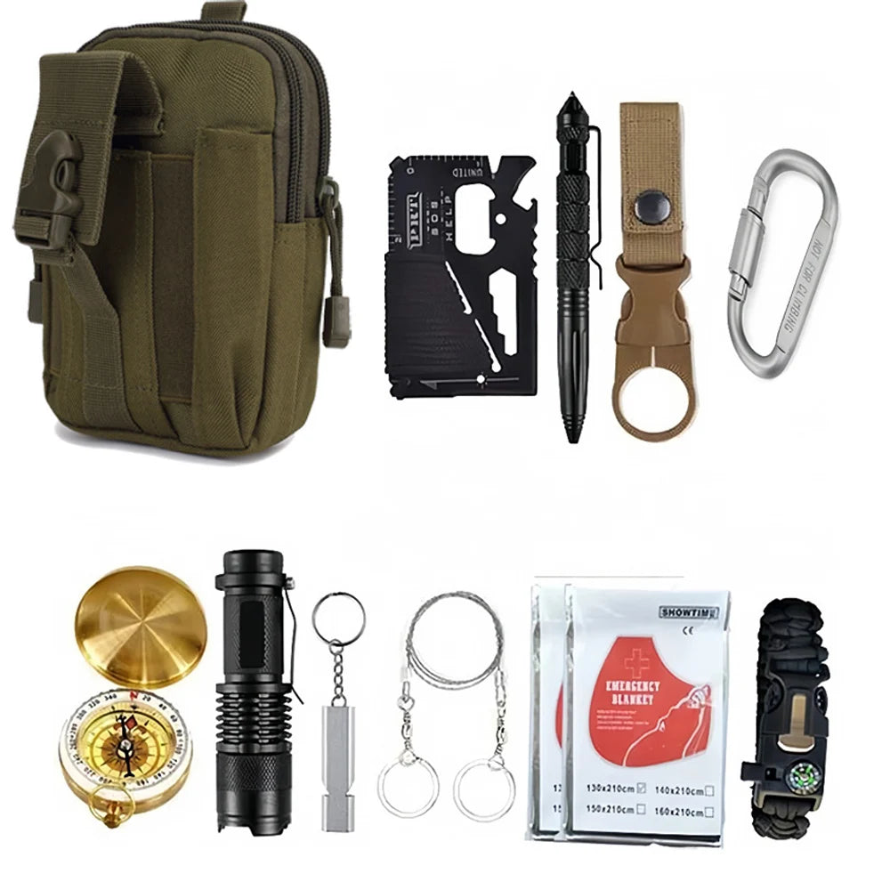 Outdoor Adventure Survival Kit SOS Emergency First Aid Kit Camping Equipments Medical Bag Self-defense EDC Pouch ifak Good Vibrations