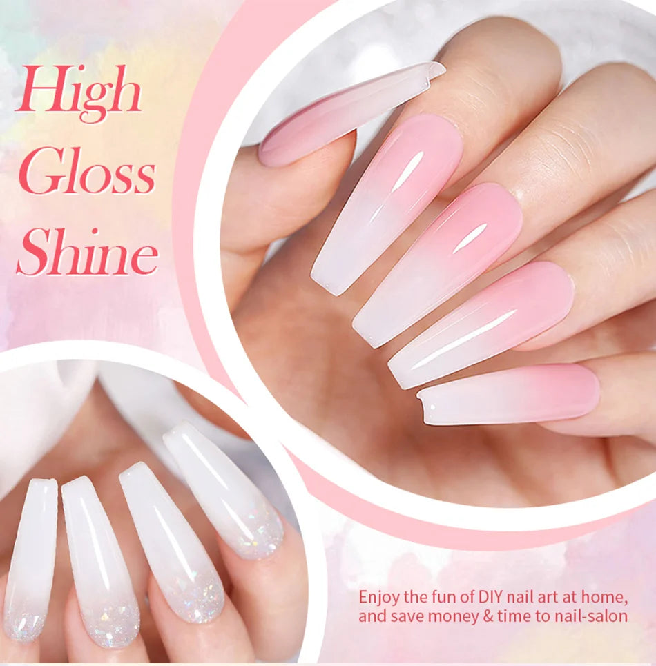 BORN PRETTY Milky Pink Rubber Base Gel Nail Polish Glitter 15ml Semi-Permanent Varnish Soak Off Self Leveling UV LED Gel Good Vibrations