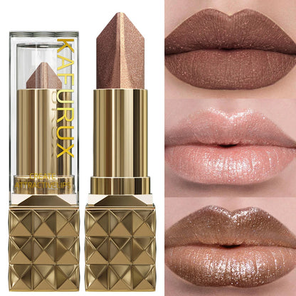 1PC Glitter Shiny Metallic Two Tone Lipstick Matte Pearlescent Lip Tint,Long Lasting Lip Senior Lip Makeup Gifts Lip Gloss Coste Good Vibrations