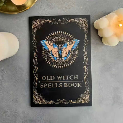 Ancient Magic Book with Intricate Golden Butterfly Cover & Mystical Symbols - Old Witch Spells Book for Wiccan Good Vibrations