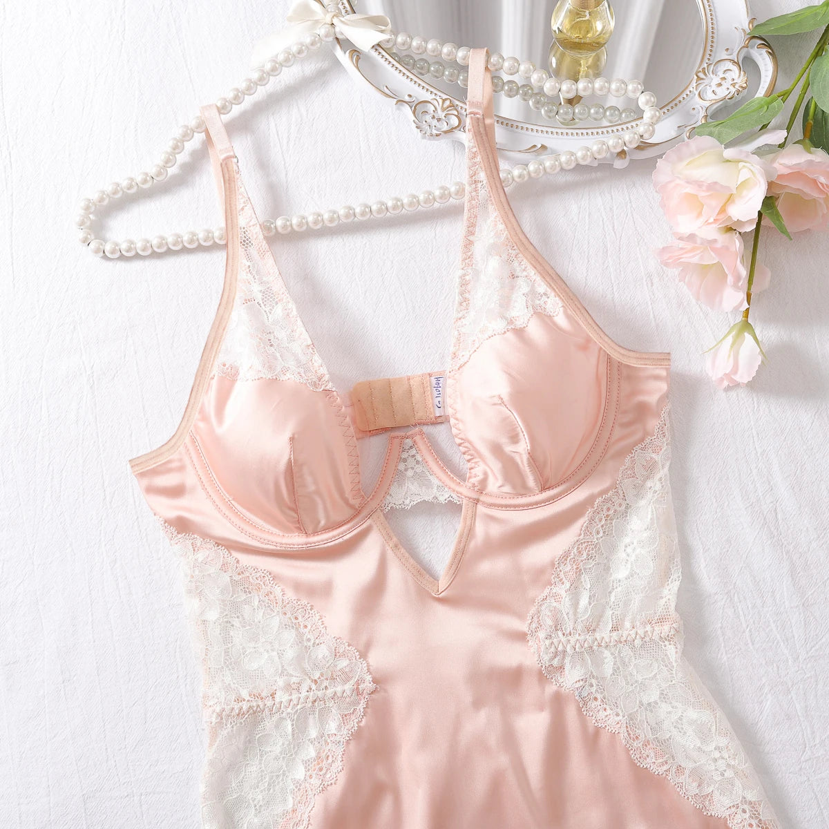 Muziskat 2025 New Lace Patchwork Ladies Bra Set Sexy Erotic Low-cut Luxury French Nightgown Split Sling Two Piece Set Good Vibrations Adult Super Store