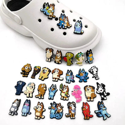 30pcs Bluey Collection Shoe Charms For Crocs Diy Shoe Decorations Accessories For Sandals Decorate And Adult Kids Birthday Gifts Good Vibrations