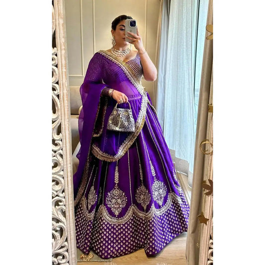 Maruti Designer Purple Wedding Dresses Embroidered Lehenga Choli with Sequence Work Good Vibrations