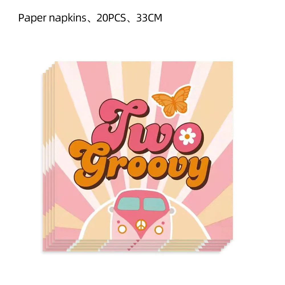 Hippie Party Cupcake Toppers Two Groovy Cupcake Dasiy Flower 60s Retro Boho Cake Decor for Hippie Two Groovy Theme 2nd Birthday Good Vibrations