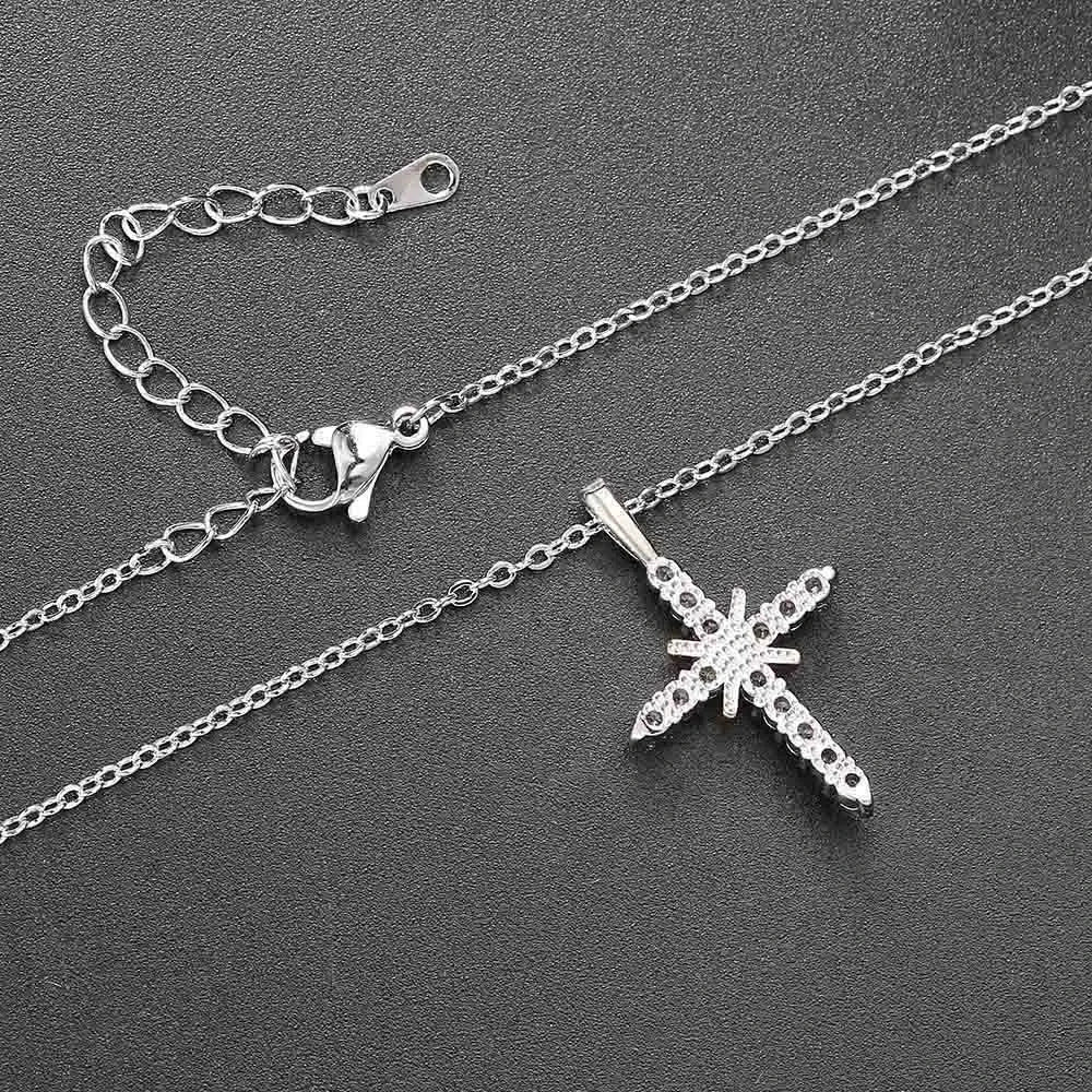 Cross Pendant Necklace For Women Iced Out Crystal Silver Plated Chain Collar Choker Necklace Christmas Jewelry Fashion N456 Good Vibrations