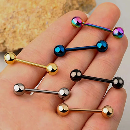 6PCS Titanium Tongue Rings Colorful Tongue Barbell Tongue Body Piercing Jewelry 12mm 14mm 16mm 18mm Good Vibrations Adult Super Store