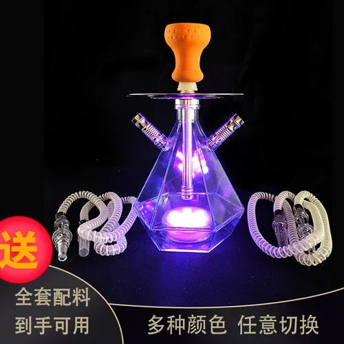 Bar KTV large smoke fruit flavor glass hookah full set with LED lights.