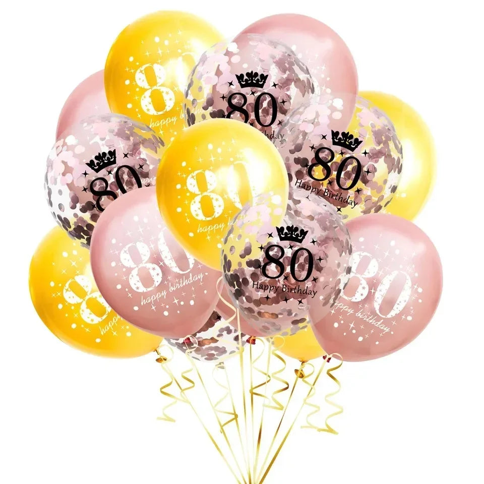 15pcs 18th Happy Birthday Balloon Decor 12 Inch Confetti Latex Balloons for 18 20 30 70 Years Old Birthday Celebrate Decoration Good Vibrations