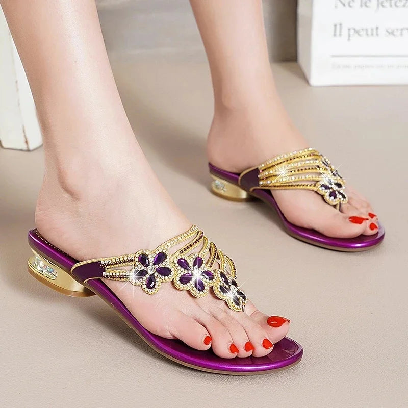 HOVINGE Summer Shoes Elegant Open Toe Summer Slides Female Outdoor Shoes High Quality Ladies Fashion Sandals Evening Flip Flop Good Vibrations