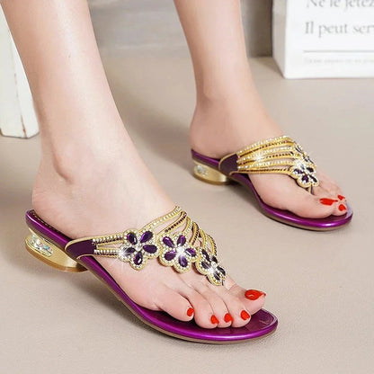 HOVINGE Summer Shoes Elegant Open Toe Summer Slides Female Outdoor Shoes High Quality Ladies Fashion Sandals Evening Flip Flop Good Vibrations