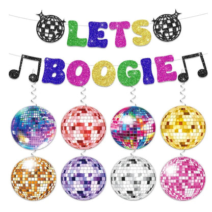 70s 80s Disco Balls Pendant Hanging Swirls Garland Disco Theme Paper Banner For Birthday Party Decoration Wedding Decor Supplies Good Vibrations