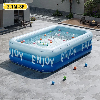Inflatable Pool 3/2.6/2.1M Large Family Pools Swimming Pool with Canopy Children's Outdoor Removable Basen Toys for Kids Adult Good Vibrations