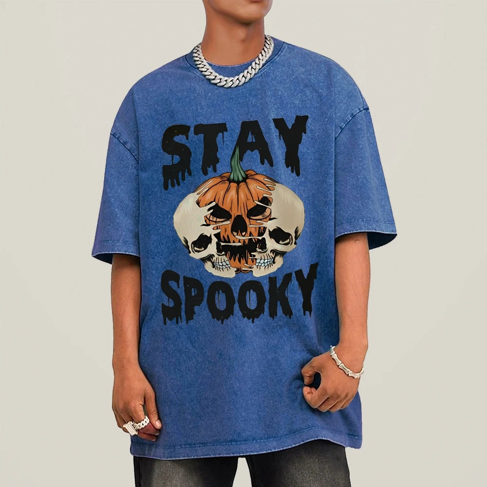 Neutral Style Retro Outfit T-Shirt Pure Cotton High Quality Pumpkin Letter Graphic Printing Fashion Trend Loose Short Sleeves Good Vibrations